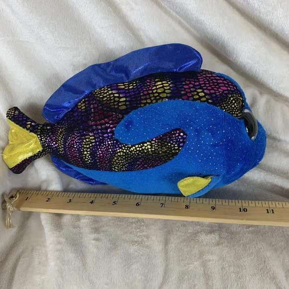 TY BEANIE BOOS AQUA THE 8" BLUE METALLIC FISH PLUSH STUFFED ANIMAL 2017 - Picture 7 of 10
